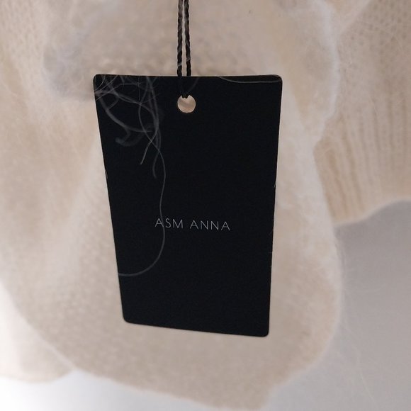 ASM ANNA Ivory Crochet Knit Mohair Blend Open Cardigan NWT - Picture 2 of 8